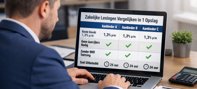 vergelijken in 1 opslag zakelijke lening zonder bkr