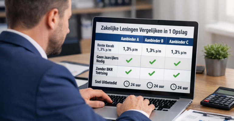 vergelijken in 1 opslag zakelijke lening zonder bkr