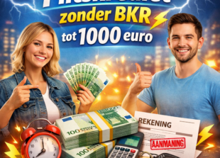 Flitskrediet zonder BKR tot 1000 euro – tevreden man en vrouw met geld, klok en rekeningen, verantwoord lenen